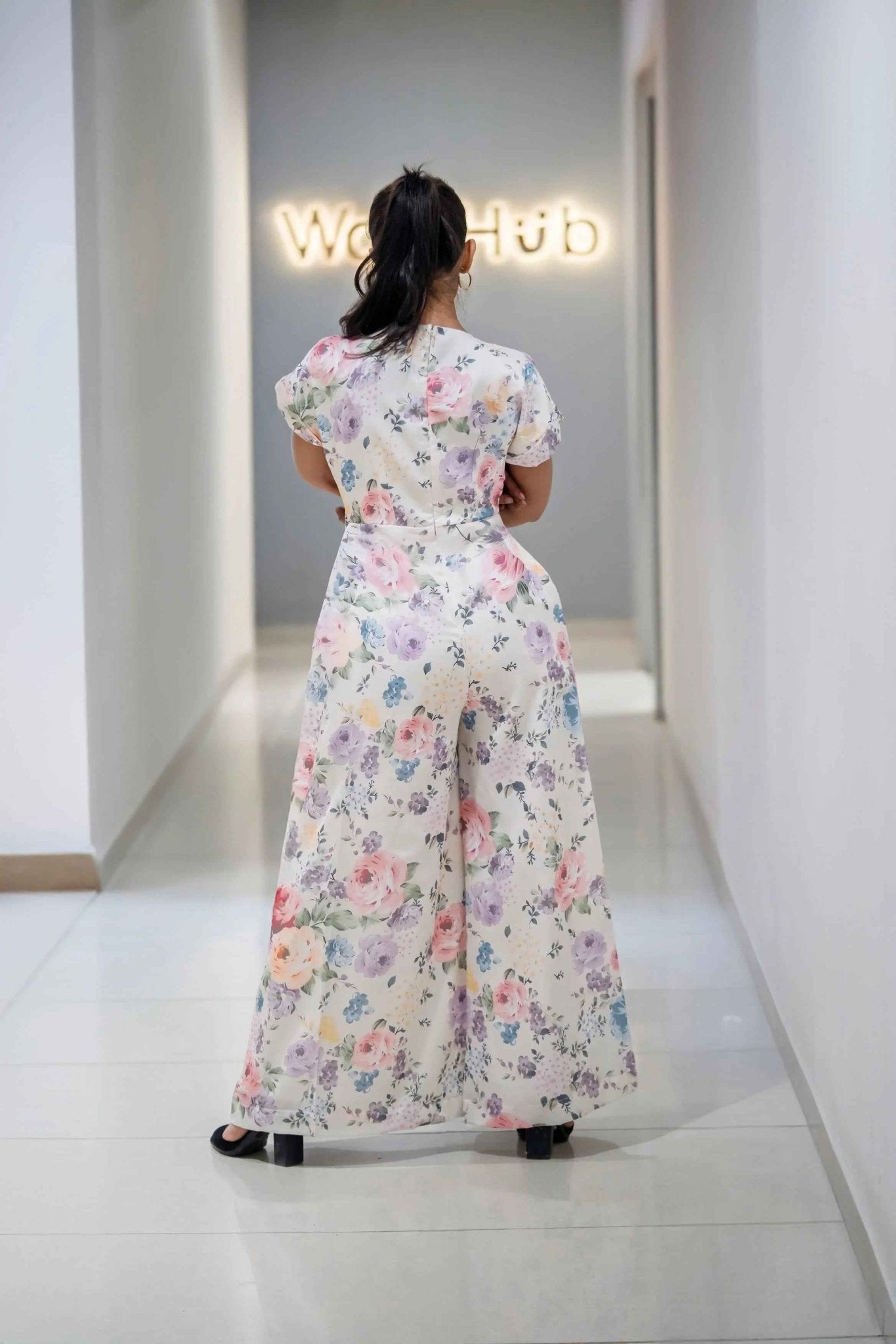 Ivory Blossom Jumpsuit – Effortless Elegance in Satin